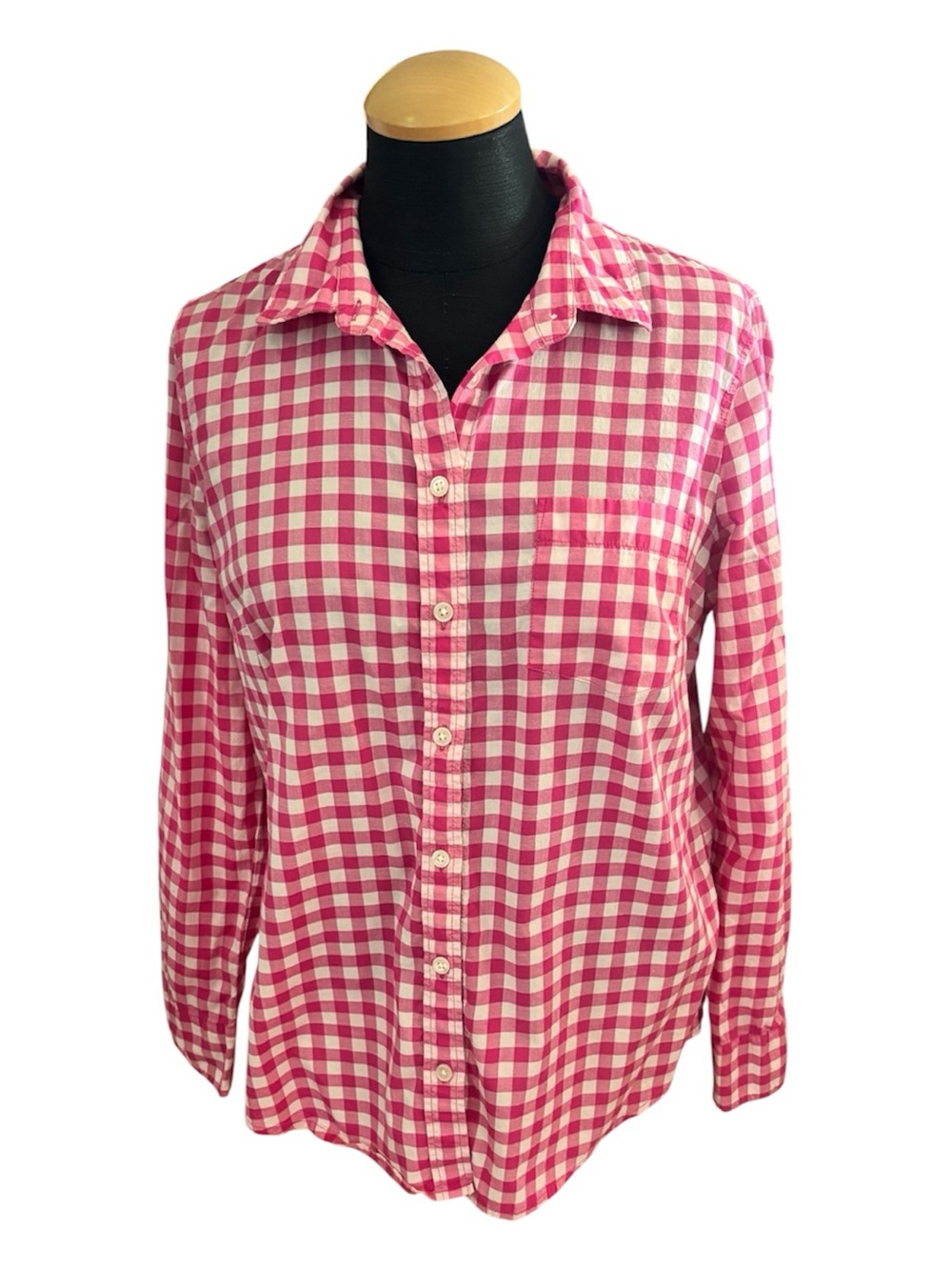J.Crew Pink White Gingham Check Button Down Shirt Cotton Preppy Size MP